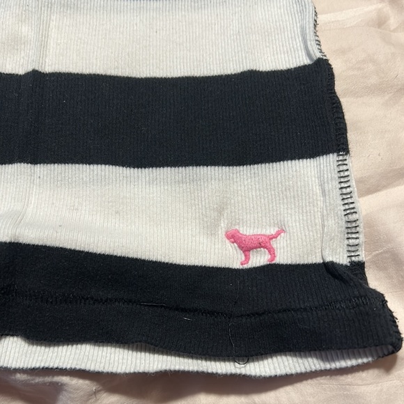 Pink black and white striped ribbed tank top - Picture 2 of 2